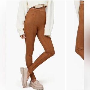 SPANX Faux Suede Leggings Petite Rich Caramel High Waist 20322Q Sz Small